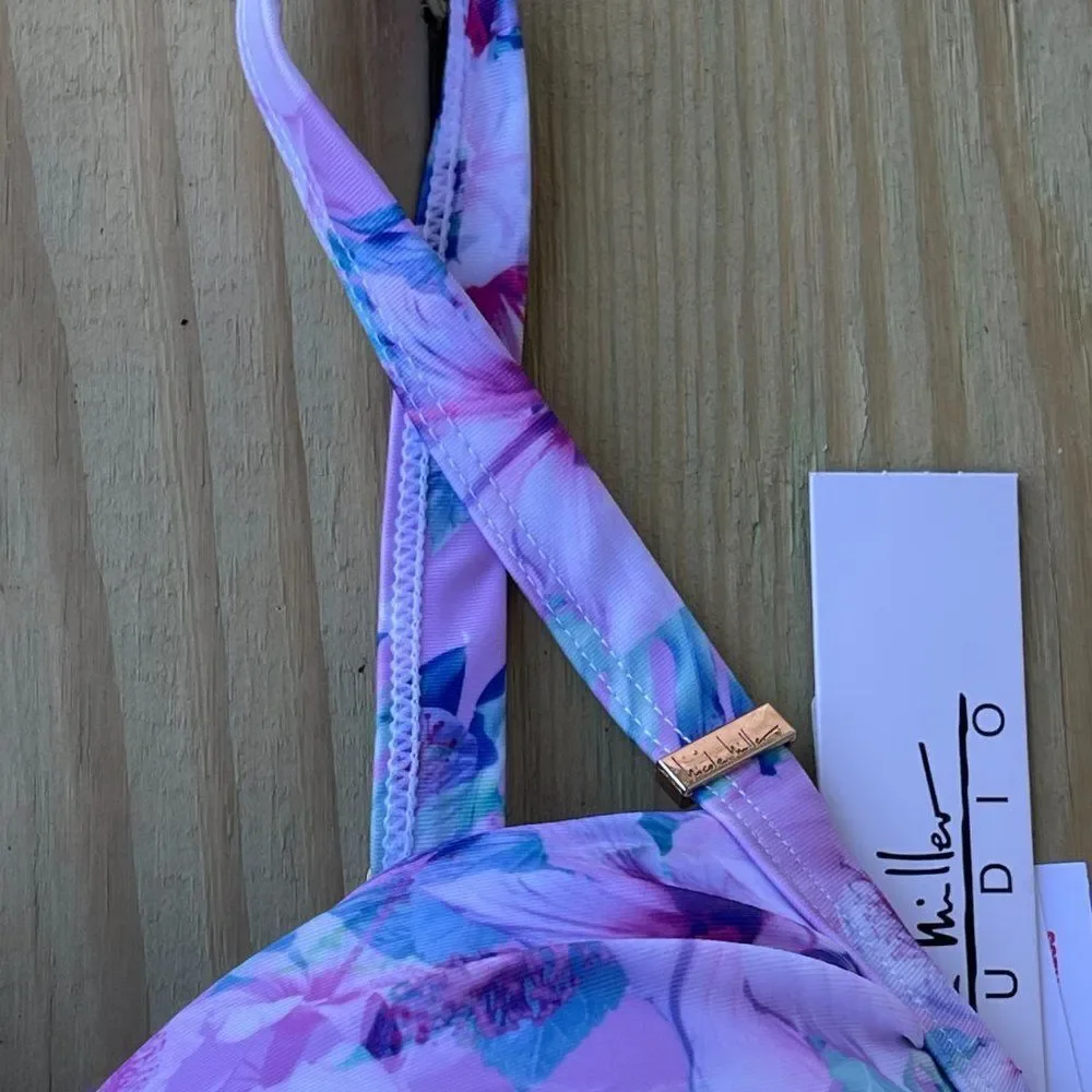 Nicole Miller Pink Floral Two-Piece Swim Set – Size Large (NWT)